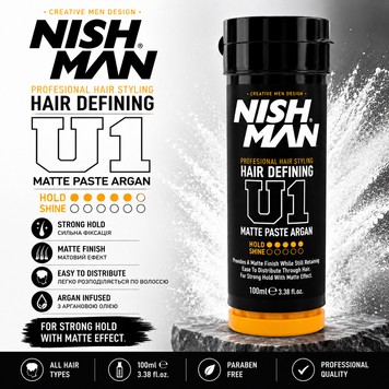 Паста матова для стилізації волосся Nishman Matte Paste Argan U1, туба 100 мл (NMN-208U1) NMN-208U1 фото
