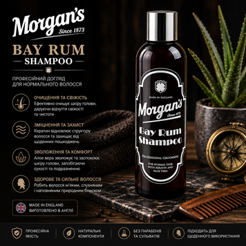 Шампунь зволожуючий для волосся Morgan's Bay Rum Shampoo 250мл. (М342) М342 фото