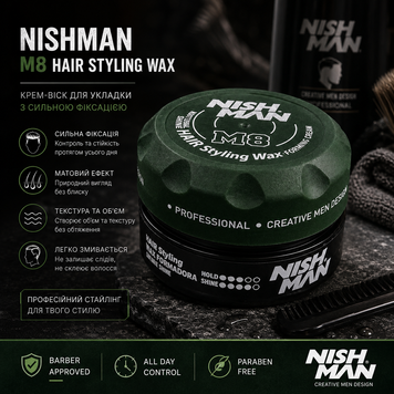 Крем-віск для укладання волосся Nishman Hair Styling Forming Cream M8, 100 мл (NMN-126-M8) NMN-126-M8 фото