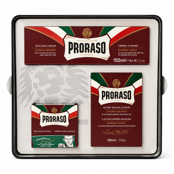 Набір подарунковий для гоління Proraso Vintage Selection Prima&Dopo в металевій коробці Делікатне гоління та догляд для жорсткої щетини (400368) 400368 фото