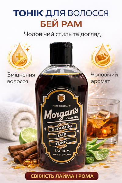 Тонік для догляду за волоссям Morgans Grooming Hair Tonic Bay Rum 250 мл (М097) М097 фото